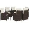 Lauko valgomojo komplektas 7 pcs Ruda ir Kremavimo Balta