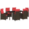 Lauko valgomojo komplektas 7 vnt. Brown and Raudona