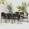 Lauko baldų komplektas Lauko valgomojo komplektas, 9 dalių, juodas, poliratanas