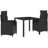 Lauko baldų komplektas Lauko valgomojo komplektas 3 pcs Juoda 90 x 90 x 75 cm
