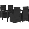 Lauko valgomojo komplektas 5 pcs Juoda 150 x 90 x 75 cm