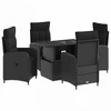 Lauko valgomojo komplektas 5 pcs Juoda poliratanas