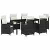 Lauko baldų komplektas Lauko valgomojo komplektas 7 pcs Juoda ir kreminė balta