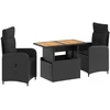 Lauko valgomojo komplektas 3 pcs Juoda