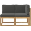 Lauko vidurinė ir kampinė sofa su pagalve 2 Vienetas Balta