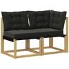Lauko vidurinė ir kampinė sofa su pagalve 2 Vienetas Balta