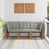 Lauko vidurinė ir kampinė sofa su pagalve 3 Vienetas Natūrali
