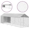 Lauko voljeras šunims su stogu, sidabrinis, 2x10x2,5m, plienas