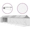 Lauko voljeras šunims su stogu, sidabrinis, 2x14x2,5m, plienas