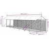 Lauko voljeras šunims su stogu, sidabrinis, 2x14x2,5m, plienas