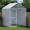 Lauko voljeras šunims su stogu, sidabrinis, 2x2x2,5m, plienas