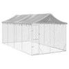 Lauko voljeras šunims su stogu, sidabrinis, 3x6x2,5m, plienas