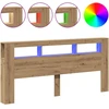 LED galvūgalis, ąžuolo spalvos, 220x18,5x103,5 cm, inžinerinė mediena