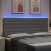 LED galvūgalis su LED juostelėmis Šviesiai pilka 200 cm audinys
