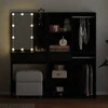 LED makiažo stalo komplektas Juodas ąžuolas 140 x 40 x 140 cm