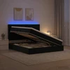LED saugojimo lova su čiužiniu Juoda 160 x 200 cm Aksomas