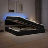 LED saugojimo lova su čiužiniu Juoda 200 x 200 cm Aksomas