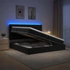 LED saugojimo lova su čiužiniu Juoda 200 x 200 cm Aksomas