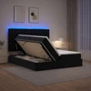 LED saugojimo lova su čiužiniu Juoda 200 x 200 cm Aksomas