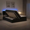 LED saugojimo lova su čiužiniu Juoda 200 x 200 cm Aksomas