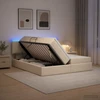 LED saugojimo lova su čiužiniu Kreminė 200 x 200 cm Audinys