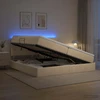 LED saugojimo lova su čiužiniu Kreminė 200 x 200 cm Audinys