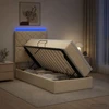 LED saugojimo lova su čiužiniu Kreminė 90 x 200 cm Audinys