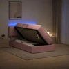 LED saugojimo lova su čiužiniu Rožinė 100 x 200 cm Aksomas