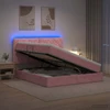LED saugojimo lova su čiužiniu Rožinė 160 x 200 cm Aksomas