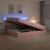 LED saugojimo lova su čiužiniu Rožinė 200 x 200 cm Aksomas