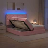 LED saugojimo lova su čiužiniu Rožinė 200 x 200 cm Aksomas