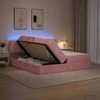 LED saugojimo lova su čiužiniu Rožinė 200 x 200 cm Aksomas