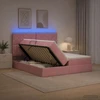 LED saugojimo lova su čiužiniu Rožinė 200 x 200 cm Aksomas