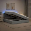 LED saugojimo lova su čiužiniu Šviesiai pilka 140 x 190 cm