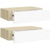 Lentynos su stalčiais, 2vnt., ąžuolo/baltos, 40x23,5x10cm, MDF