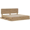 Lova Bed Frame with Storage and Headboard Artisan Oak 180 x 200 cm