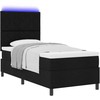 Kiemas lova su LED juostelėmis Juoda 90 x 190 cm audinys