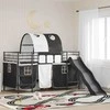 Vaikiška dvigulė lova su užuolaidomis Juoda 90 x 200 cm Metalas