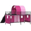 Lova Vaikų Lofto Lovos Rėmas Juoda ir rožinė 107 x 203 cm Metalas