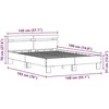 Lovos rėmas su LED Juodas ąžuolas 140 x 190 cm Apdirbta mediena