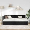 Lova Kampinė lovos konstrukcija su čiužiniu 2 pcs Juoda Aksomas