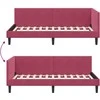 Lova Kampinė lovos konstrukcija Vyno raudona 90 cm x 190 cm Aksomas