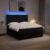 Lova LED lovos čiužinys su LED apšvietimu Juoda 200 x 200 cm Aksomas