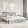 Lova Lovos rėmas Pilkas Sonoma 200 x 200 cm Kietos pušies mediena