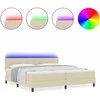Kiemas lova su čiužiniu su LED Kreminė 200 x 200 cm audinys