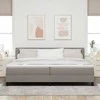 Kiemas lova su čiužiniu su LED Taupe 200 x 200 cm audinys