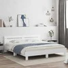 Lova Lovos rėmas su LED Balta 193 x 203 cm Apdirbta mediena