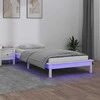 Lovos rėmas su LED, baltos spalvos, 90x200cm, medienos masyvas