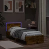 Lova Lovos rėmas su LED Dūminio ąžuolo 80 x 200 cm Apdirbta mediena