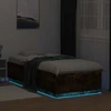 Lova Lovos rėmas su LED Dūminio ąžuolo 80 x 200 cm Apdirbta mediena